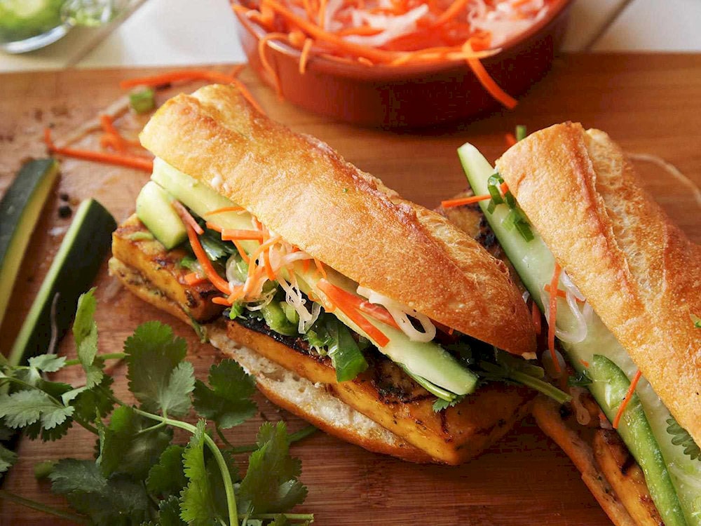 Tofu Banh Mi creates the perfect combination of crispy bread crust, delicious tofu, fresh vegetables, and rich sauce